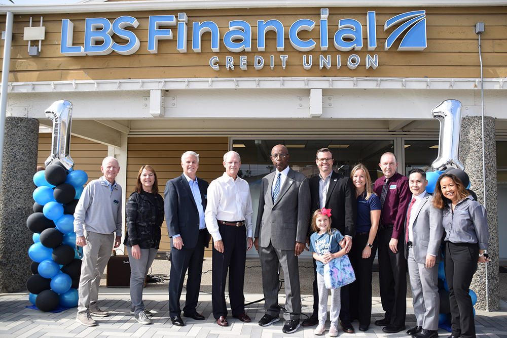 Keith Hansen, Supervisory Committee Member/LBS Financial; Dr. Jill Baker, Board Vice Chair/LBS Financial; Jeffrey Napper, President and CEO/LBS Financial; Dr. John Fylpaa, Board Chair/LBS Financial; Luther Williams, Board Secretary-Treasurer/LBS Financial; Jeremy Harris, President and CEO of the Long Beach Area Chamber of Commerce; Brynn Harris; Heather Summers, SVP Marketing/LBS Financial; Jeff Niedenthal, SVP Member Services/LBS Financial; Richard Flores, VP/Branch Manager/LBS Financial, and Christine Bass, VP Branch Operations/LBS Financial.
